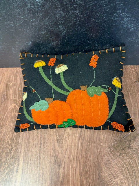 FALL PUMPKIN FELTED WOOL PILLOW 8x12