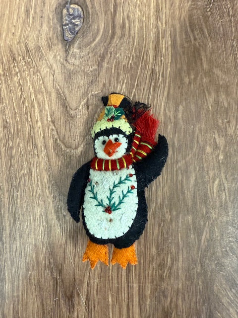 CHRISTMAS FELTED WOOL PENGUIN ORNAMENTS - ASSORTED