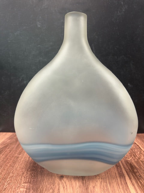 FROSTED AND BLUE VASE