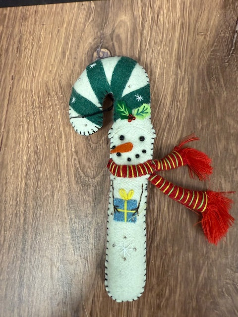 CHRISTMAS FELTED WOOL CANDY CANES - ASSORTED