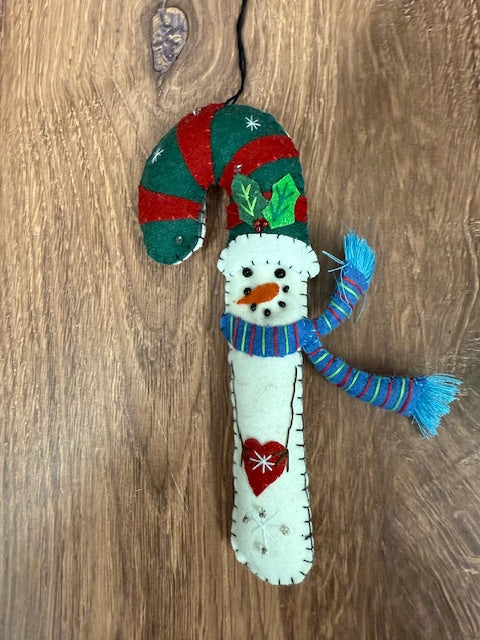 CHRISTMAS FELTED WOOL CANDY CANES - ASSORTED