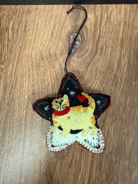 CHRISTMAS FELTED WOOL STAR ORNAMENTS - ASSORTED