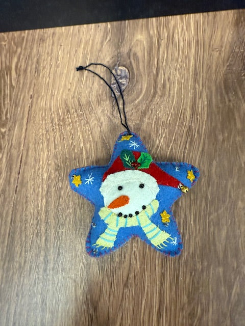 CHRISTMAS FELTED WOOL STAR ORNAMENTS - ASSORTED