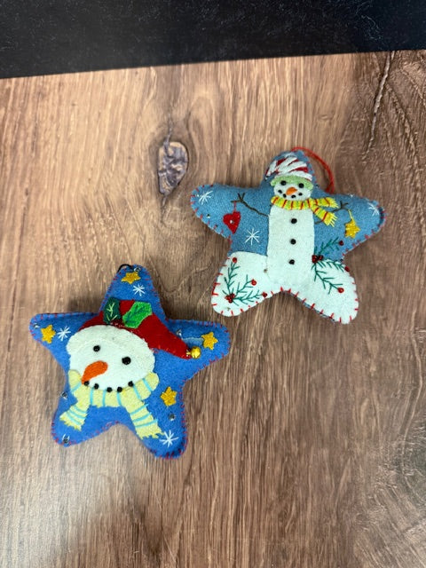 CHRISTMAS FELTED WOOL STAR ORNAMENTS - ASSORTED
