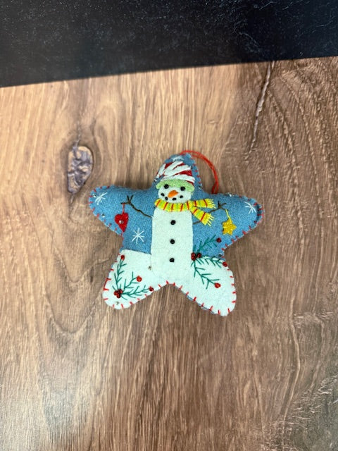 CHRISTMAS FELTED WOOL STAR ORNAMENTS - ASSORTED