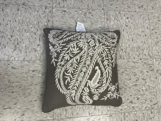 DARK GREY WITH CREAM EMBROIDERED PATTERN PILLOW