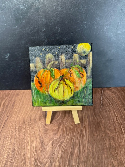 ARTISTIC EXPRESSIONS, INC. - ORIGINAL ART - PUMPKINS ON EASELS