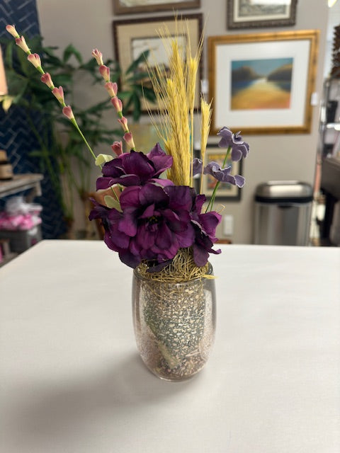 MERCURY VASE WITH DRIED FLORAL ARRANGEMENT