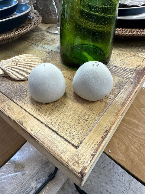 HANDMADE BY ART TRADING FLORAL LLC PEBBLE SALT AND PEPPER SHAKERS DECORATIVE CERAMICS- White