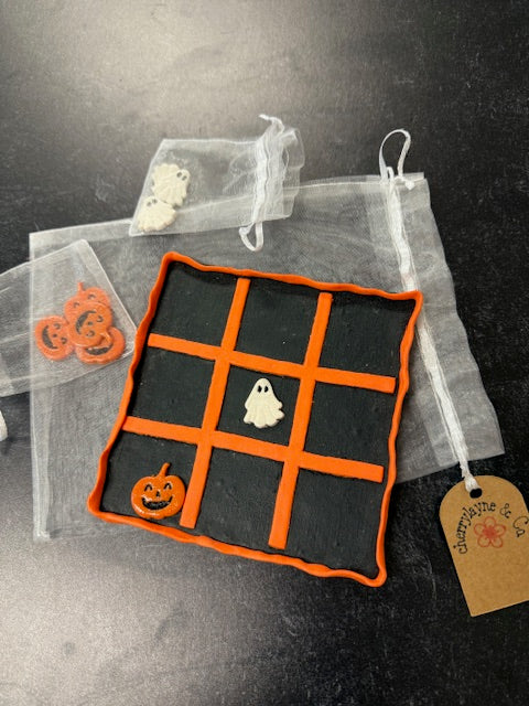 CHERRYLAYNE & CO. POLYMER CLAY HALLOWEEN TIC TAC TOE GAMES