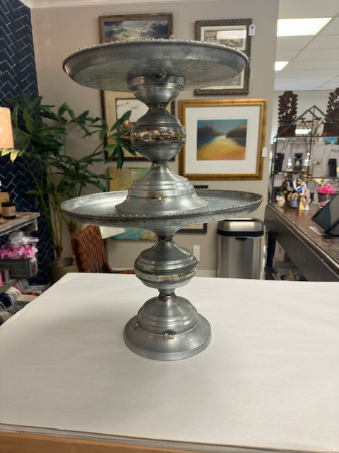 GALVANIZED & BRASS DISPLAY PEDESTAL - ASSORTED SIZES