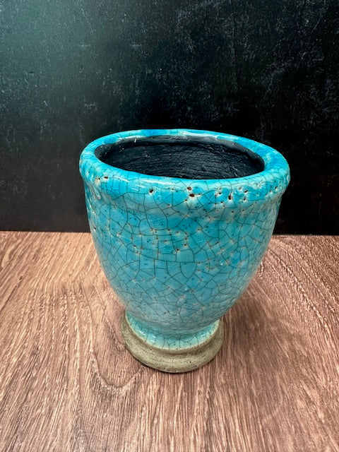 CRACKLED CERAMIC URN PLANTER - ASSORTED