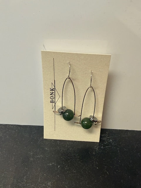 HANDMADE JEWELRY BY SARA BONK - ASSYMMETRICAL DROP W/ JADE