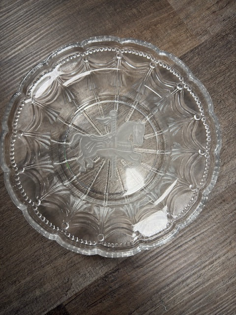 VINTAGE INTAGLIO EAPG CAROUSEL HORSE BOWL