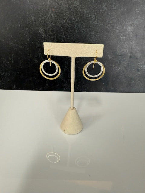 ABW DESIGNS GOLD VERMEIL AND STERLING SILVER CONCENTRIC CIRLES EARRINGS