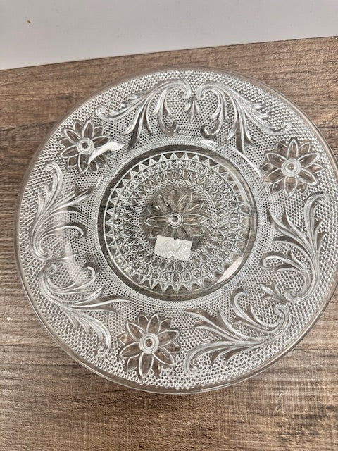 VINTAGE ETCHED FLORAL DESSERT PLATE -7"DIA.