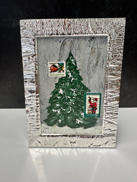 RON YORK GOING POSTAL HOLIDAY SERIES -O' CHRISTMAS TREE WITH 1972 ST NICK & 1987 ORNAMENTS STAMPS