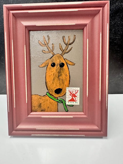 RON YORK GOING POSTAL HOLIDAY SERIES - OH DEER! WITH 2007 HOLIDAY KNITS STAMP