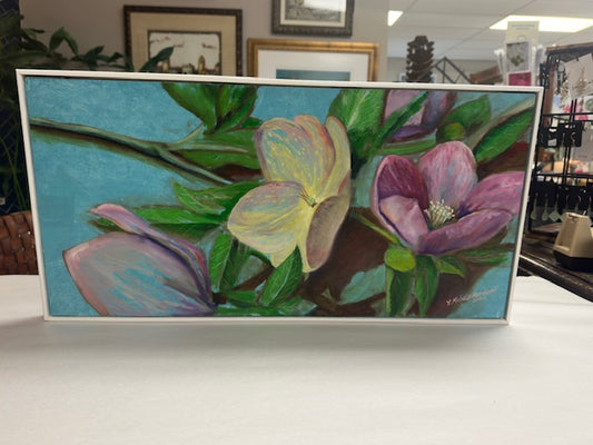 MICHELLE MURAKAMI ORIGINAL ARTWORK - "DAD'S HELLEBORE" OIL ON WOOD