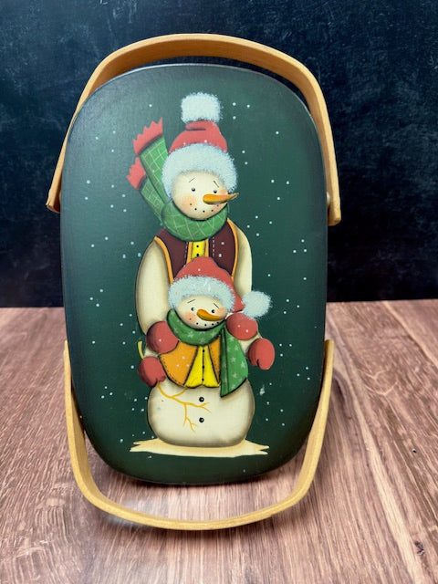 HANDPAINTED SNOWMAN and HOLIDAY LIDDED BASKETS - ASSORTED