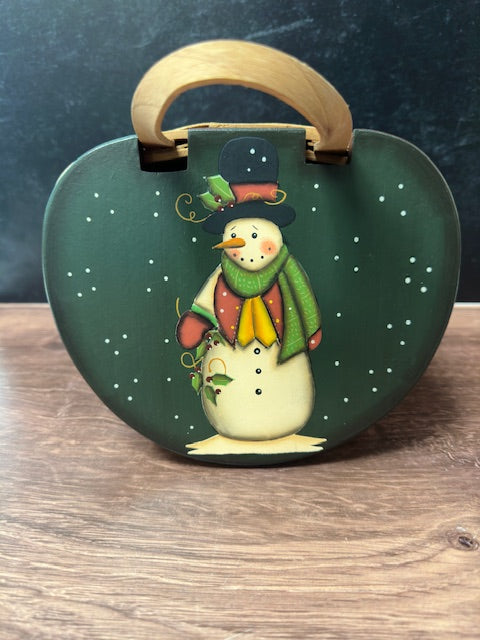 HANDPAINTED SNOWMAN and HOLIDAY LIDDED BASKETS - ASSORTED