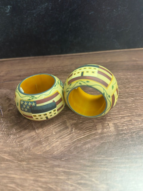 VINTAGE HAND PAINTED NAPKIN RINGS - ASSORTED
