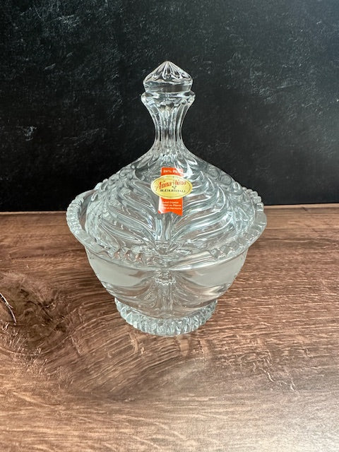 CRYSTAL CANDY DISH WITH LID BY ANNA HUTTE - GERMANY