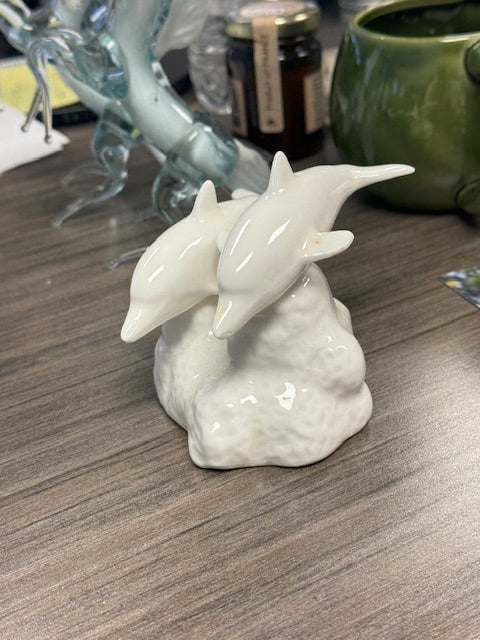 VINTAGE BONE CHINA DOLPHINS FIGURINE