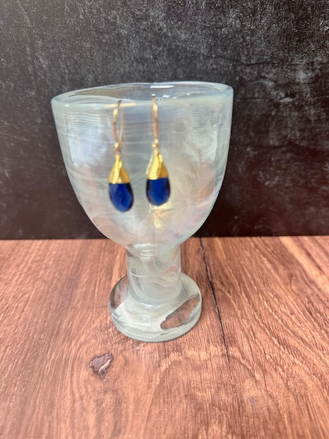 NANCY SCOFIELD JEWELRY - GOLD WIRE-WRAPED GEM/AGATE EARRINGS WITH HAND MADE GF EAR WIRES - ASSORTED