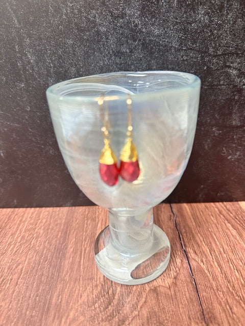 NANCY SCOFIELD JEWELRY - GOLD WIRE-WRAPED GEM/AGATE EARRINGS WITH HAND MADE GF EAR WIRES - ASSORTED