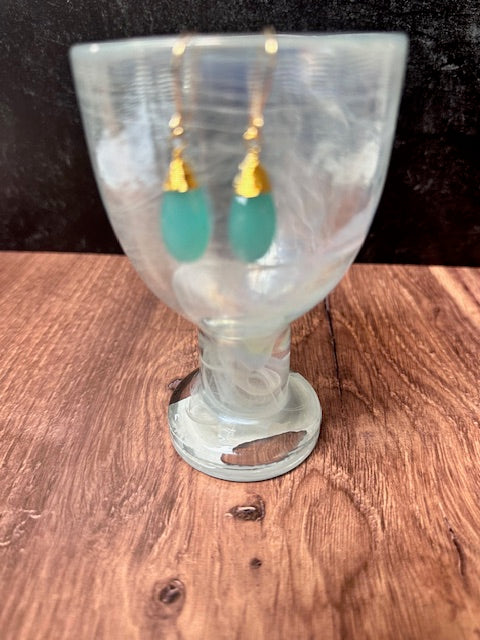 NANCY SCOFIELD JEWELRY - GOLD WIRE-WRAPED GEM/AGATE EARRINGS WITH HAND MADE GF EAR WIRES - ASSORTED