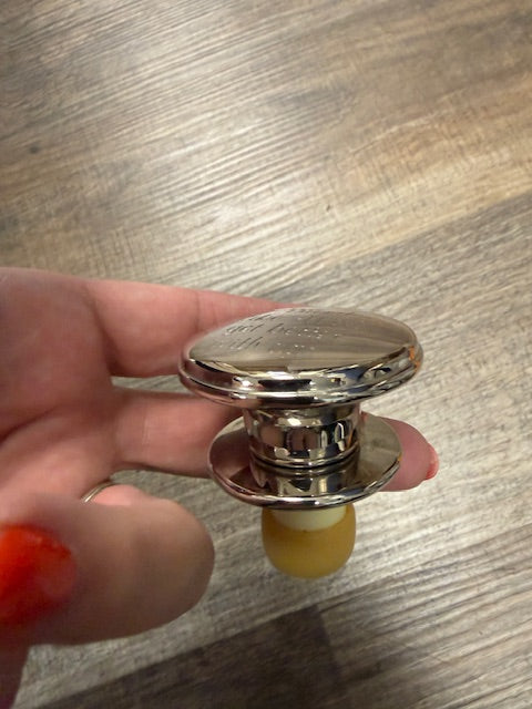 SILVER PLATE BOTTLE STOPPER - FRIENDS LIKE WINE GET BETTER WITH AGE