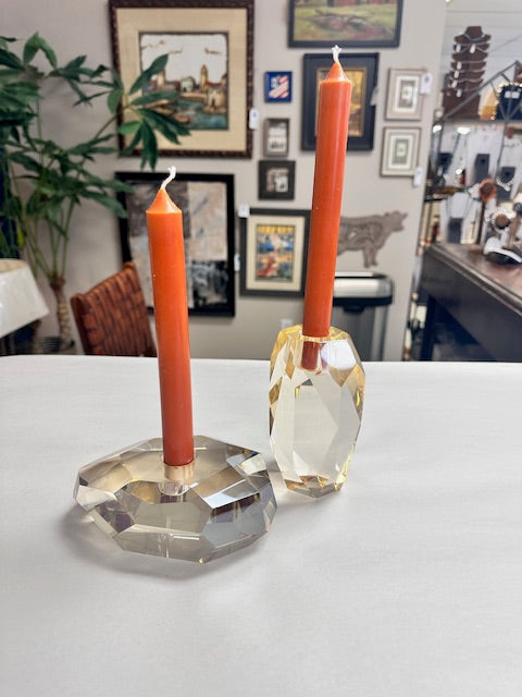 ARTERIORS GEM CUT CRYSTAL CHAMPAGNE AND NEUTRAL CANDLE HOLDERS