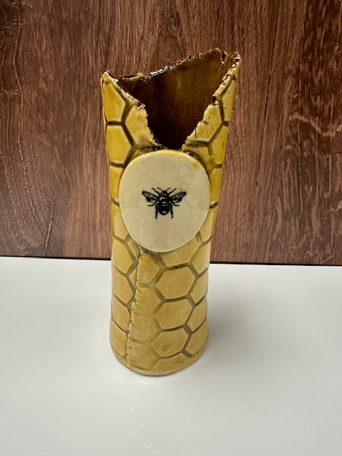 POTTERY BY SARAH FORNO - HONEYCOMB & BEE VASE