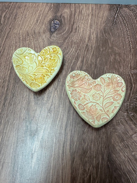 POTTERY BY SARAH FORNO - FLORAL HEART TIDBIT DISH - ASSORTED