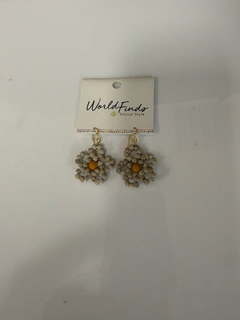 WHITE KANTHA FLEUR EARRINGS