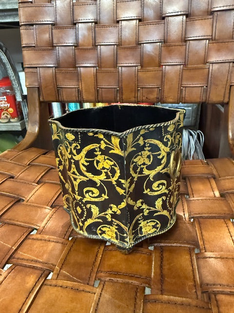 VINTAGE VERSACE STYLE GOLD IVY PATTERN METAL PLANTER