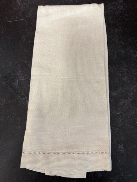 VINTAGE HAND-WOVEN LINEN CLOVERLEAF TEA TOWEL