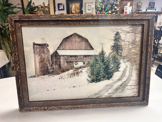 WINTER BARN SCENE ARTWORK - 19.5" x 13.25"