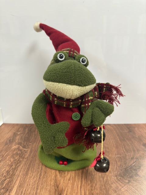 13" CHRISTMAS STUFFED FROG WITH BELLS