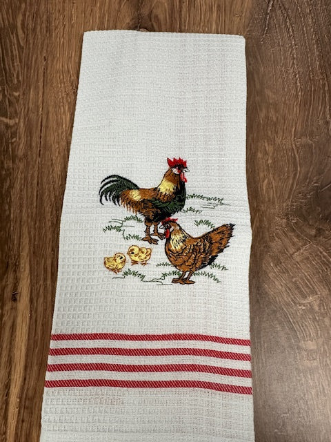 FRENCH COTTON EMBROIDERED KITCHEN TOWELS - ASSORTED