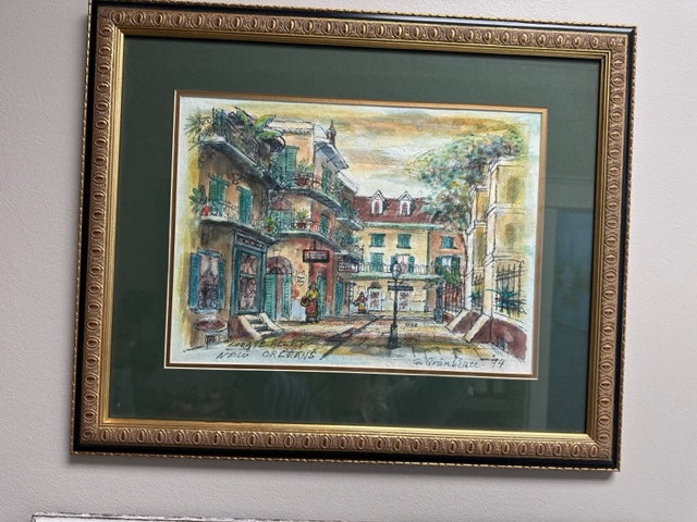 NEW ORLEANS WATERCOLOR OF PIRATE ALLEY 22 1/2" x 18 1/2"