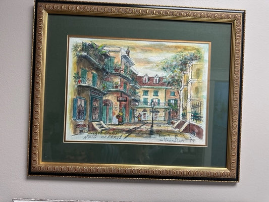 NEW ORLEANS WATERCOLOR OF PIRATE ALLEY 22 1/2" x 18 1/2"