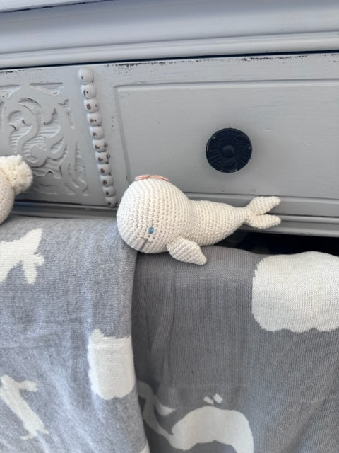 WHALE COTTON KNIT BABY RATTLE