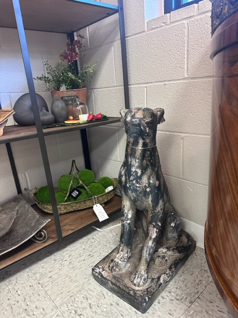 DISTRESSED CERAMIC DOG STATUE