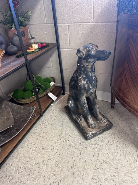 DISTRESSED CERAMIC DOG STATUE