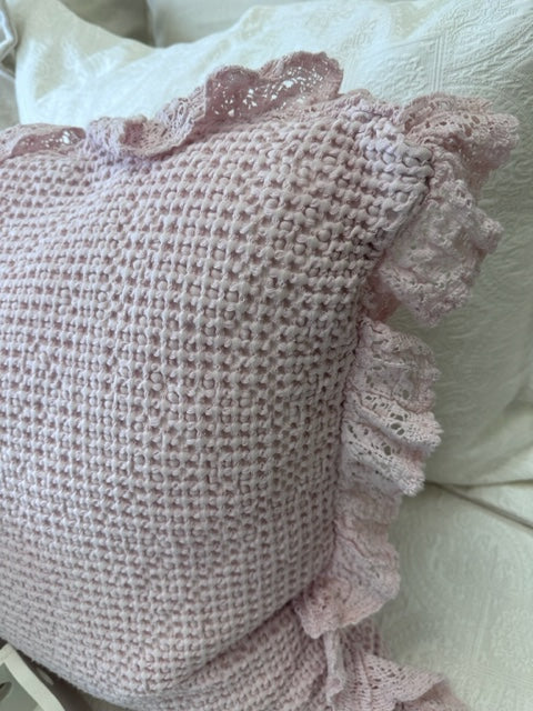 P.C.H. SLIPPER PINK WRUFFLE MATELASSE LUMBER PILLOW 22" x 40"