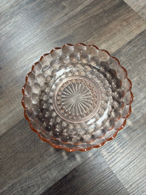 VINTAGE ANCHOR HOCKING DEPRESSION PIN BUBBLE GLASS BOWL