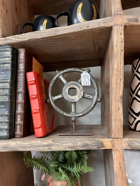HANDCRAFTED RUSTIC GEAR SCULPTURE - SMALL