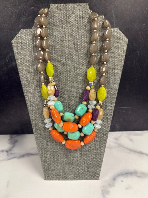 VINTAGE SPRING BREAK MULTI STRAND NECKLACE - 20"-24" WITH REMOVEABLE STRANDS